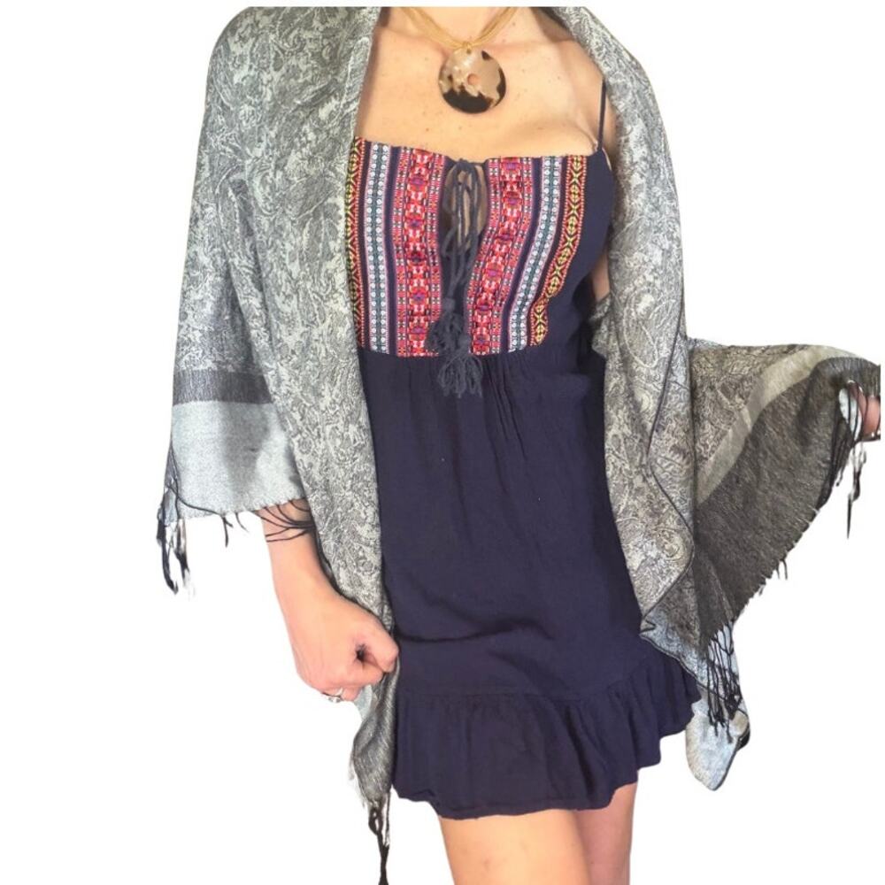 ✨ Vintage Boho Embroidered Babydoll Mini Dress ✨